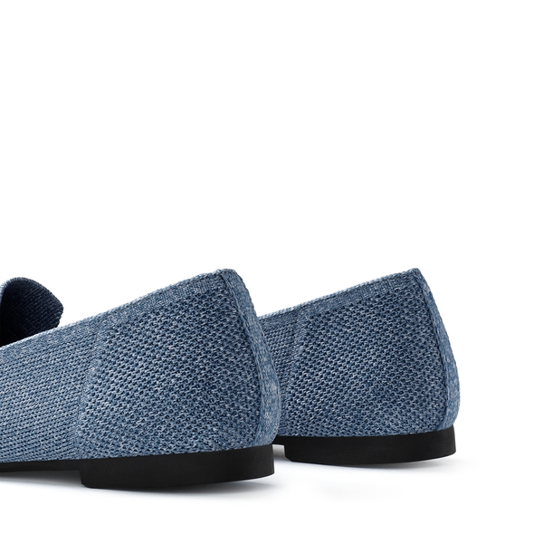 Cushioned Square Toe Knit Loafers - DENIM BLUE - 6